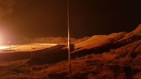 Harald Doornbos: We passed Bai Hassan oil field tonight, west of Kirkuk, Iraq. Huge gas flares. Around 25 meters high. It lights the whole area.   