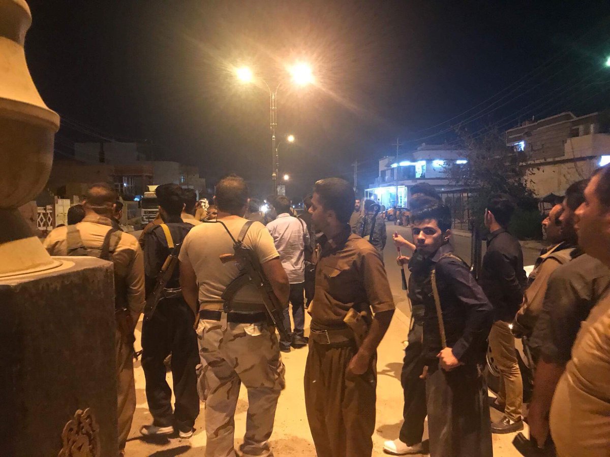 Peshmerga are gathering now in Kurdish areas in Kirkuk waiting for the deadline to expire 2am to see if Iraqi army attacks (pics Shorija)   