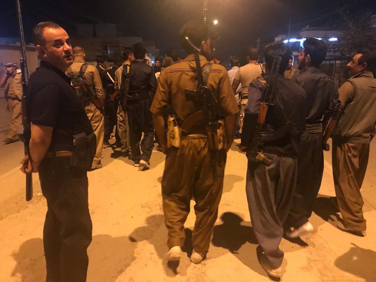 Peshmerga are gathering now in Kurdish areas in Kirkuk waiting for the deadline to expire 2am to see if Iraqi army attacks (pics Shorija)   