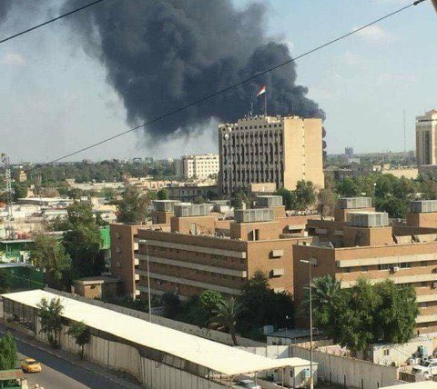 Fire in Baghdad's Green Zone. Looks worse than it is. A fuel truck caught fire near the American embassy.   