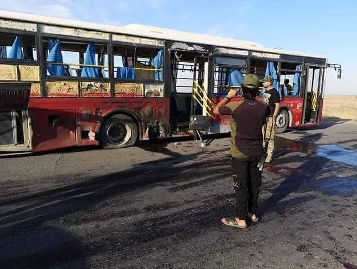 1 people killed, 32 wounded in an IED attack on the bus full of Northern Refinery staff in Baiji, Salahadin province. Iraq   