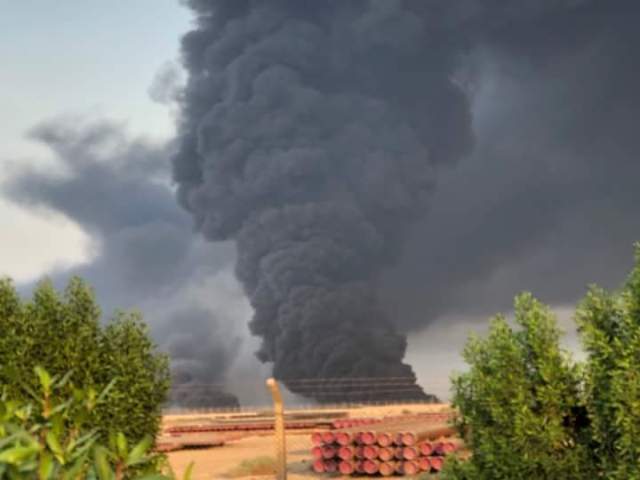 Outbreak of a major fire at al-Barzkan oil field in southern Iraq since last night.   