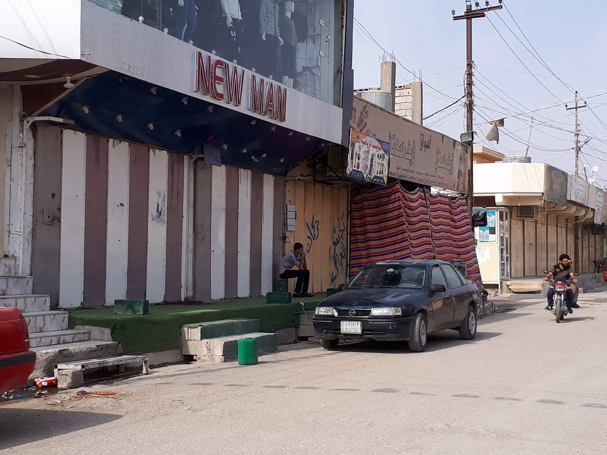 Kurdish people of Khurmatu go on strike in the first anniversary of #16October.   