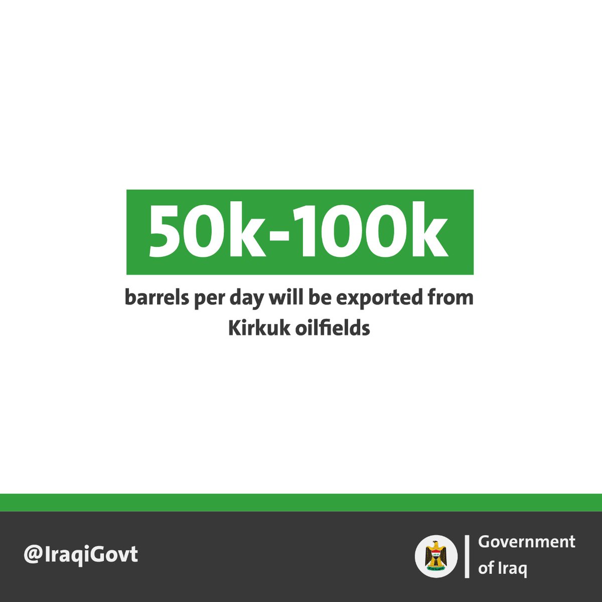 Iraq's Ministry of Oil reaches an agreement to resume exports of crude from Kirkuk's oilfields  Ceyhan port in Turkey. The @IraqiGovt is implementing a strategy to strengthen cooperation with authorities in all of Iraq's regions for the benefits of all Iraqis   