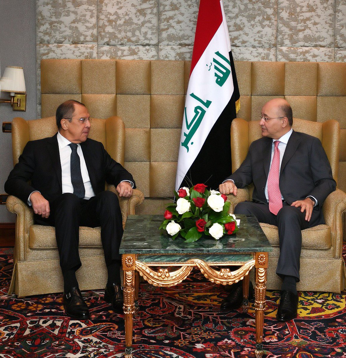 Iraqi president @BarhamSalih receives Russian FM Sergey Lavrov in Rome .   