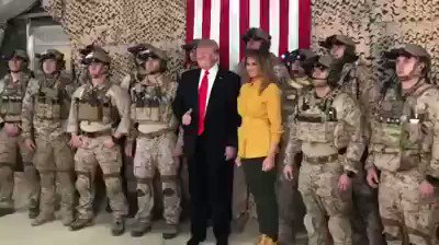 Trump in Ain Al Asad military base, Anbar, Iraq.   