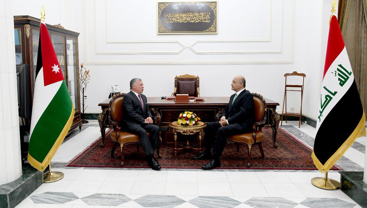 Iraqi president @BarhamSalih has received king Abdullah II of Jordan in Baghdad.   