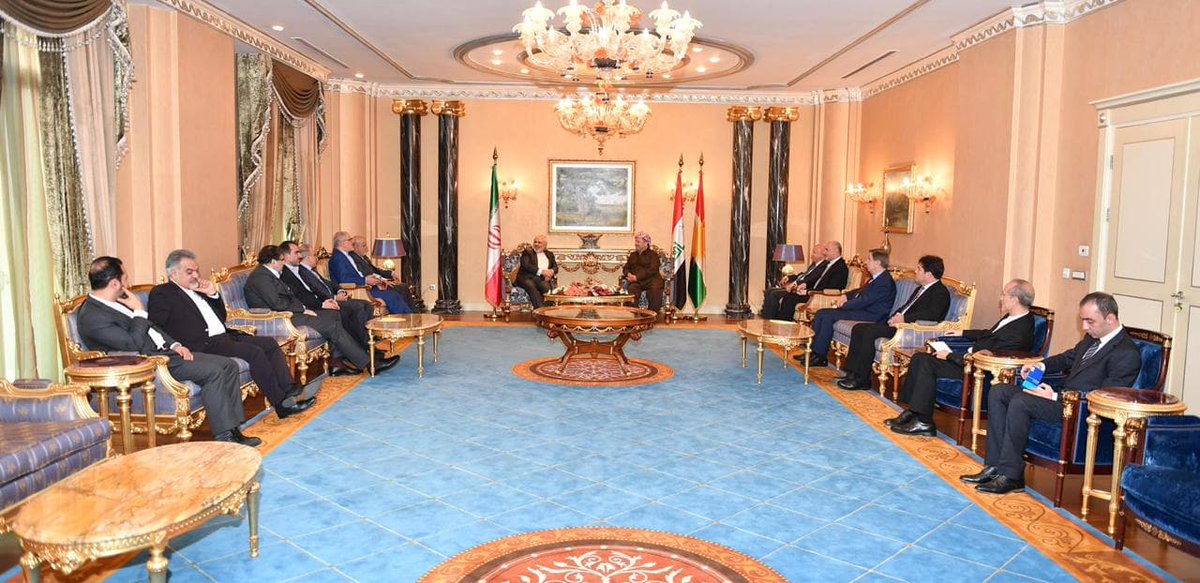 Masoud Barzani: Pleased to receive @JZarif today. We spoke of the bilateral relations between the Kurdistan Region and the Islamic Republic of Iran and how further enhancing those relations will be of the mutual benefit of both sides   
