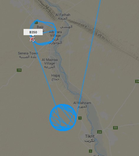 Military B350 on ISR mission over Tikrit and Baiji areas of Iraq. 1234z Tikrit is still an area of conflict and terrorist activity    