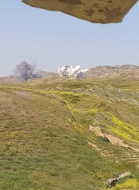 Airstrikes targeting Makhoul range. So far a total of 4 strikes have taken place.   