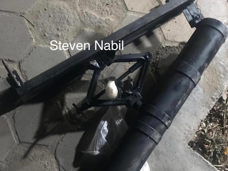The rocket launch pad used to launch a rocket against the Green zone in Baghdad tonight targeting the U.S Embassy. This was placed jn the service road in front of the Technological university in Baghdad   
