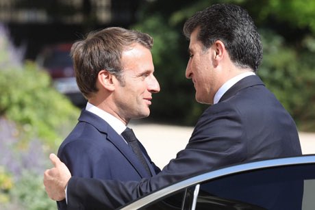 Kurdistan Region President Nechirvan Barzani meets French President Emmanuel Macron at the @Elysee   