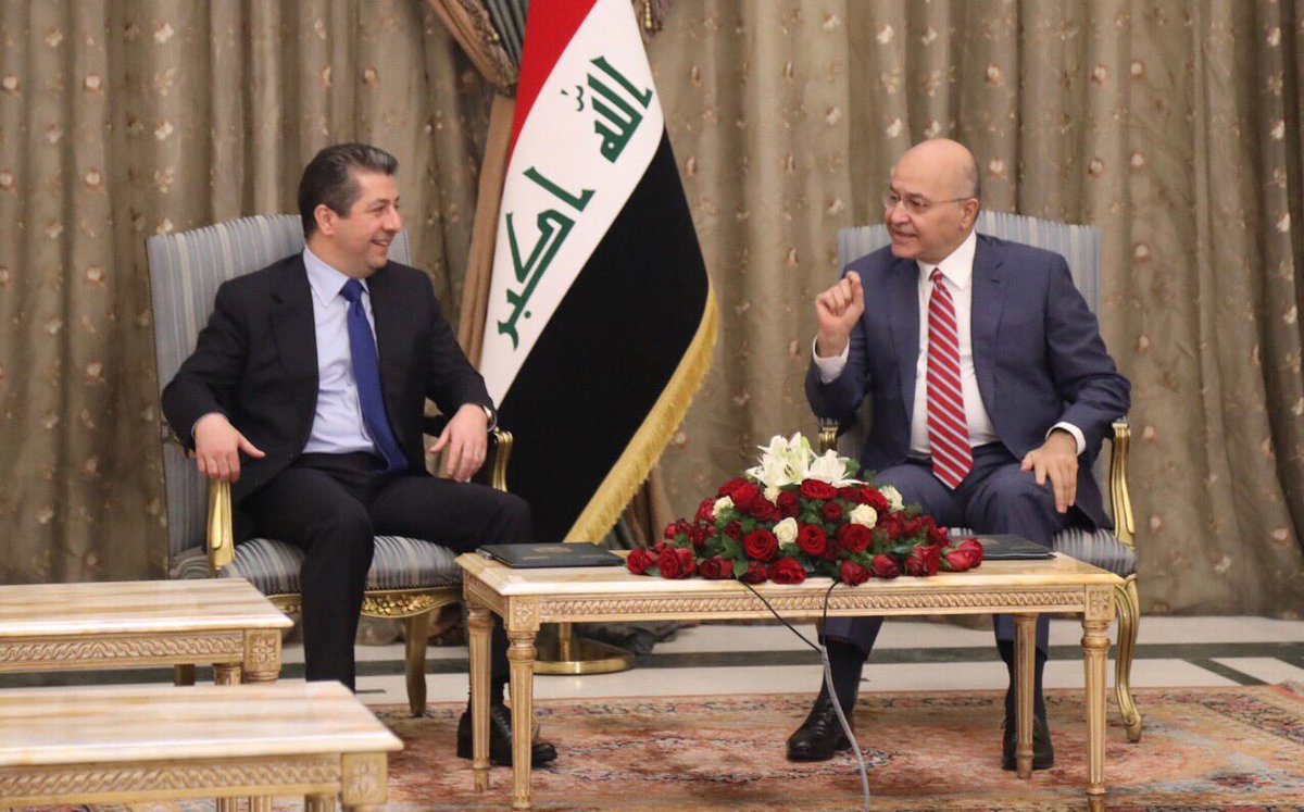 KRG PM @masrour_barzani has just arrived to Baghdad and started his meeting with Iraqi President @BarhamSalih   