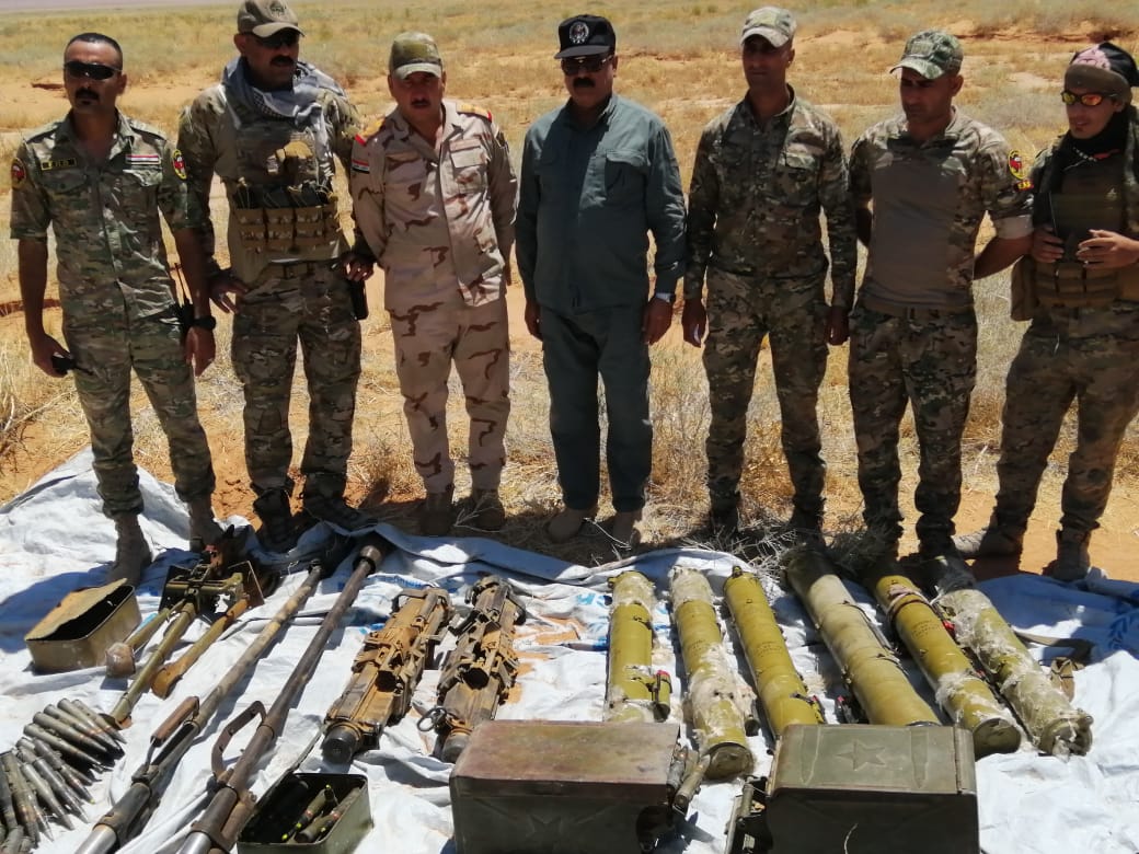 The Iraqi army found a Daesh ISIS arms cache during a Joint OP east of Akashat in the Anbar province.   They seized five 9K111 Fagot ATGMs, one 9M113 Konkurs ATGM, a SPG-9 and two ZU-23-2 receiver and barrel