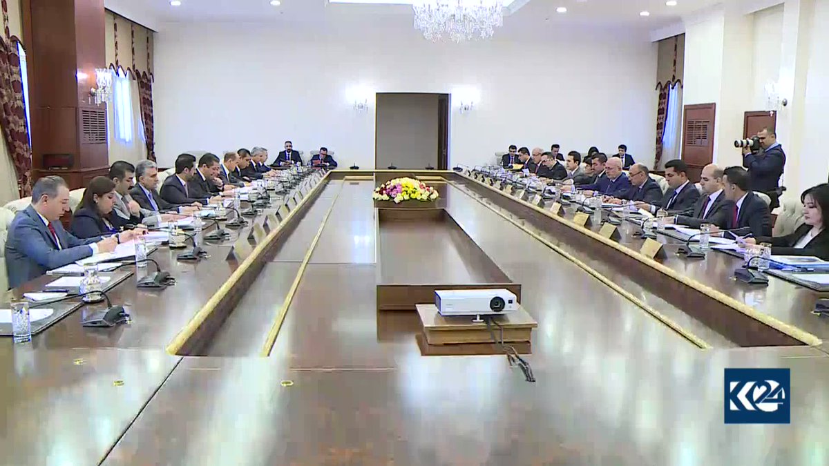 . @Kurdistan Council of Ministers headed by Prime Minister @masrour_barzani meet to discuss reforms, Erbil-Baghdad talks, and programs of the cabinet ministries