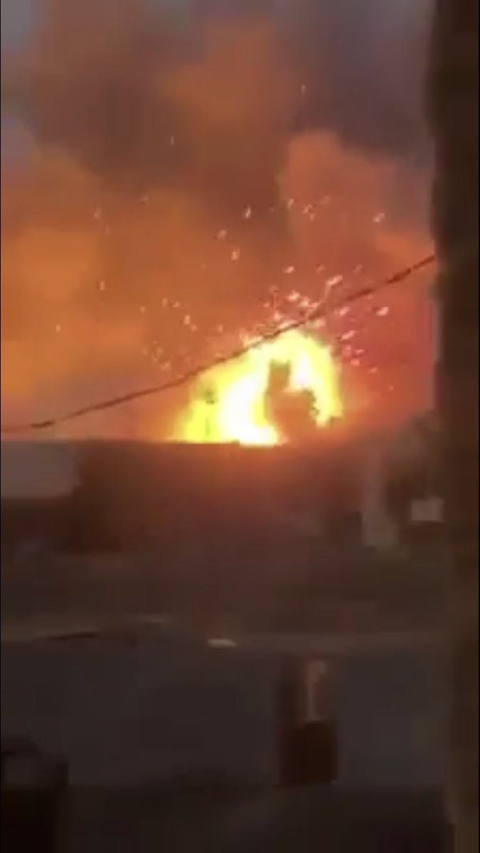 Boom, screenshot from video alleging to show the explosion at the PMU base struck tonight in Iraq near Balad AFB