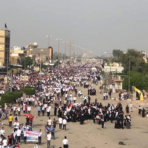 Students strike continues for the second day. 4th day of anti-government protests in Baghdad and southern provinces of Iraq.  Photo from Hilla (Babil province)