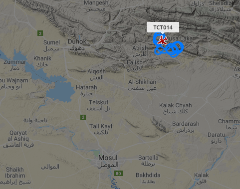 Turkish Military TCT014 UAV on ISR mission north of Mosul, Iraq. 1447z