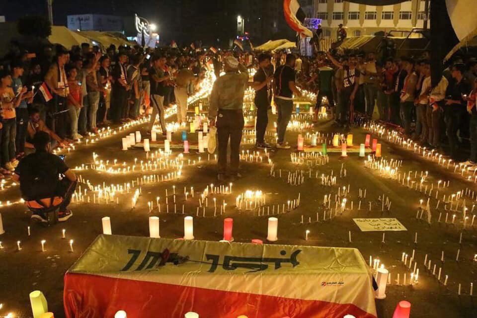 Najaf sit-ins lit candles too.