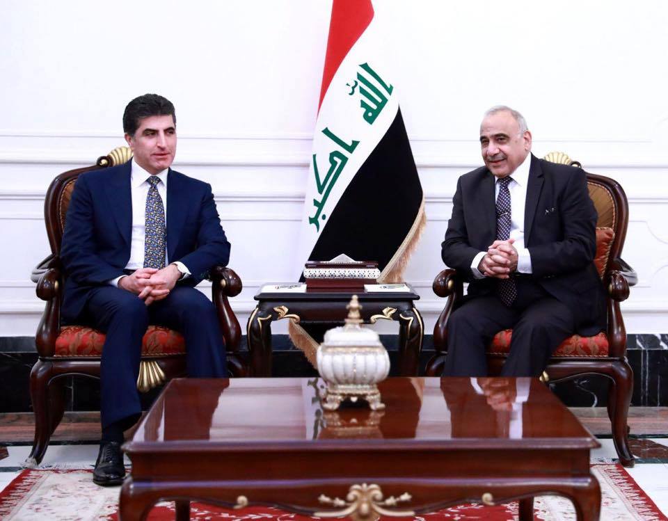 Kurdistan Region President Nechirvan Barzani in meeting with Iraqi Prime Minister Adil Abdul Mahdi