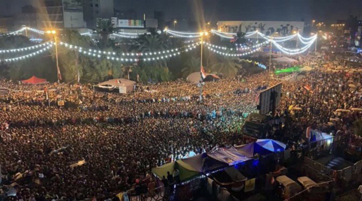 Tahrir Square is watching the game between Iraq vs Iran