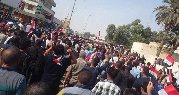 Popular protests in the city of Diwaniya, the center of the province of Qadisiyah