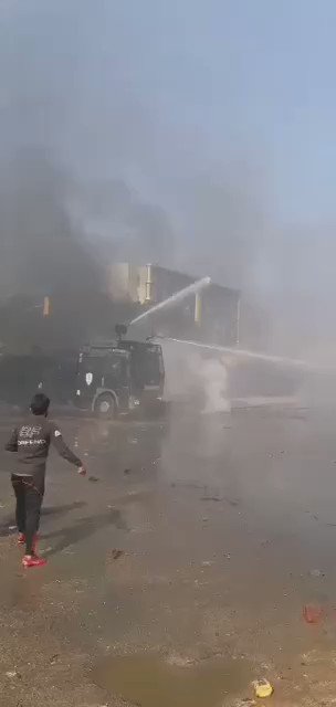Muthanna: Riot forces use cold water to disperse demonstrators.