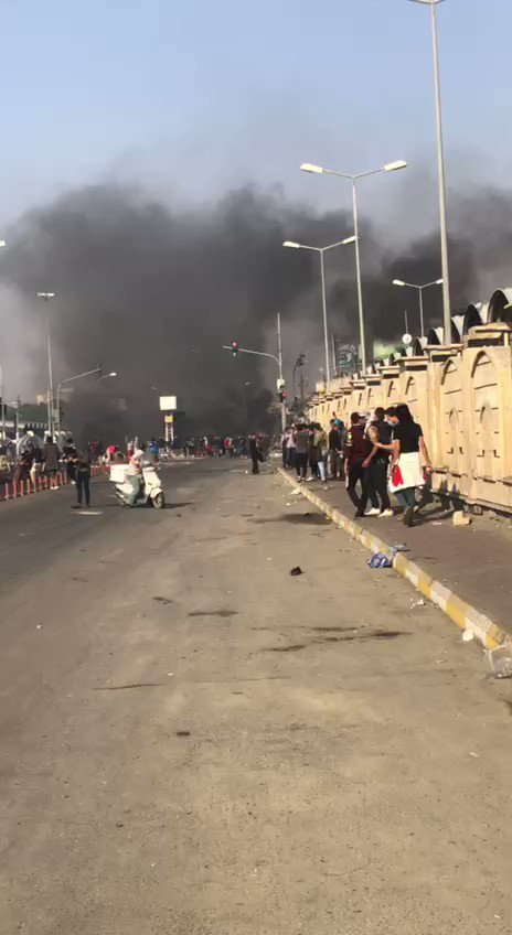 8 demonstrators were killed and more than 70 others were injured until a clash between demonstrators and government forces in the city of Nasiriyah, Dhi Qar province. Clash centered near the Olive Bridge and Victory Bridge