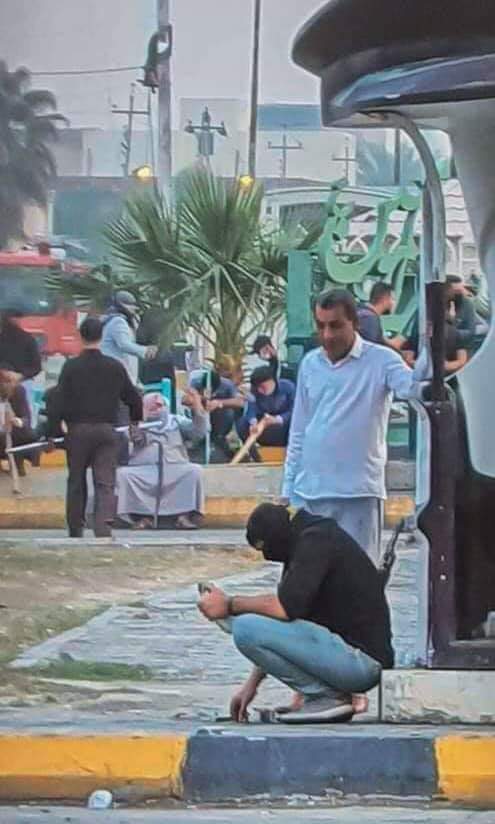 Photos from the Hakim shrine today in Najaf. Saraya Ashura elements