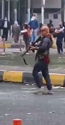 Activists broadcast a video of armed militias belonging to the Al-Hikma Movement targeting peaceful demonstrators in Najaf