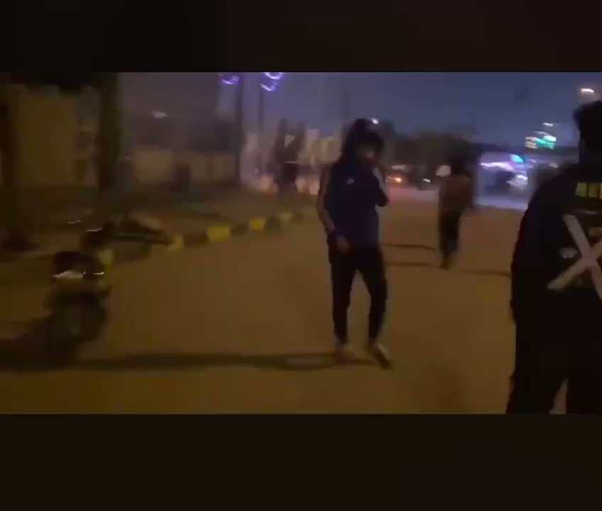 Teargas canisters being fired to disperse protesters in Karbala. 