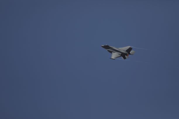 A U.S. Air Force F-35 pilot conducts an air strike and low altitude fly-over of a base during a training mission in Southwest Asia August 9, 2019. @CJTFOIR and its partner forces remain united and determined in its mission to degrade and #DefeatDaesh