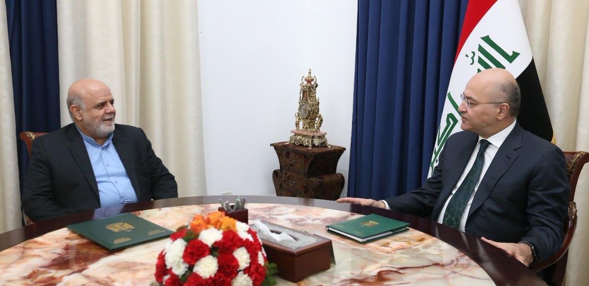 Iraqi president @BarhamSalih receives Iranian ambassador to Iraq to discuss about forming new government and last US attack against pro Iran forces near Anbar