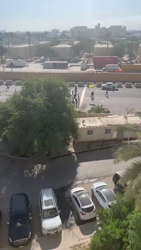 Mourners of Shiite fighters killed in the US airstrikes are protesting outside the US Embassy inside Baghdad's Green Zone. Some are erecting tents for sit-in Iraq