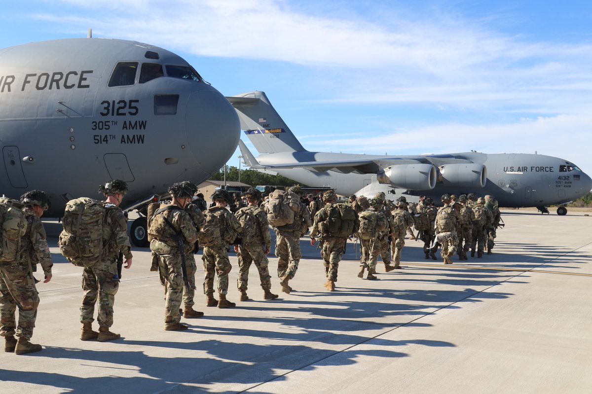 Today, hundreds of All American Paratroopers boarded @usairforce C17 Globemaster aircraft and headed to the  @CENTCOM area of operations.