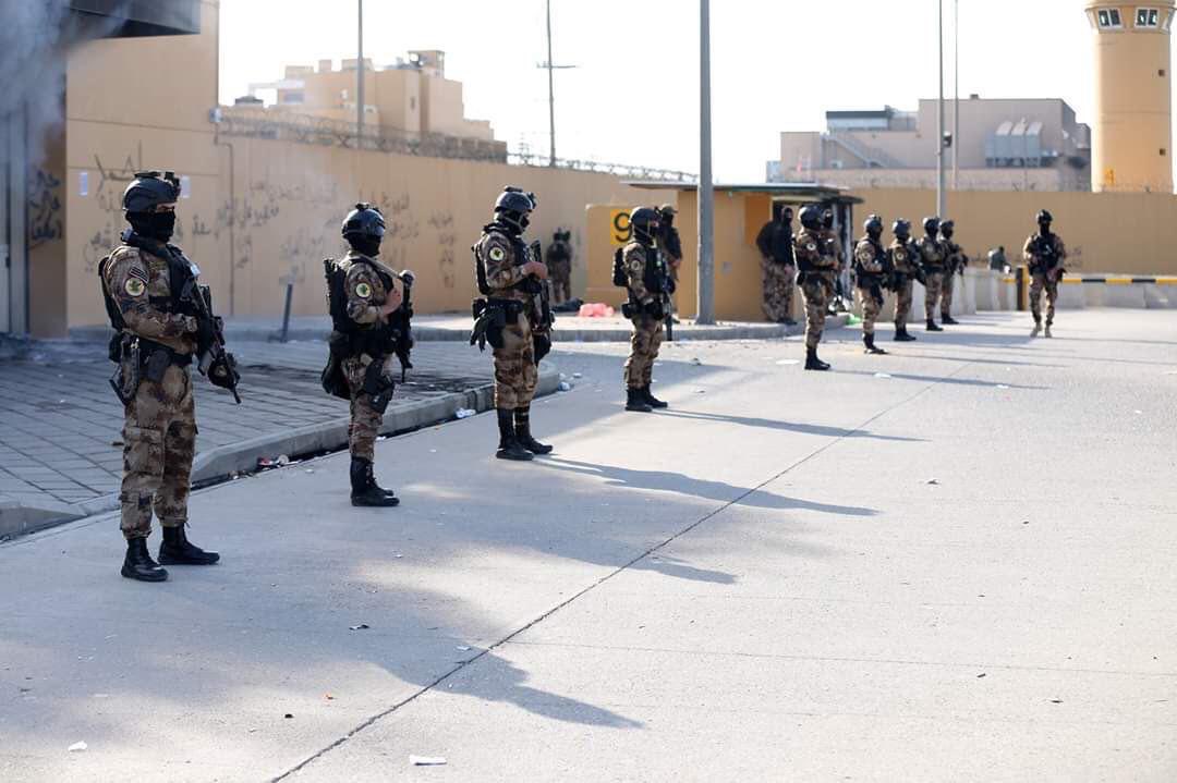 The elite Iraqi CTS forces are protecting the roads around the U.S embassy in Baghdad