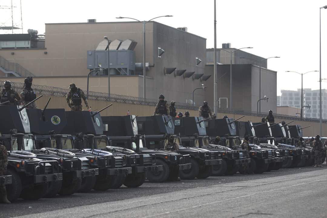 The elite Iraqi CTS forces are protecting the roads around the U.S embassy in Baghdad