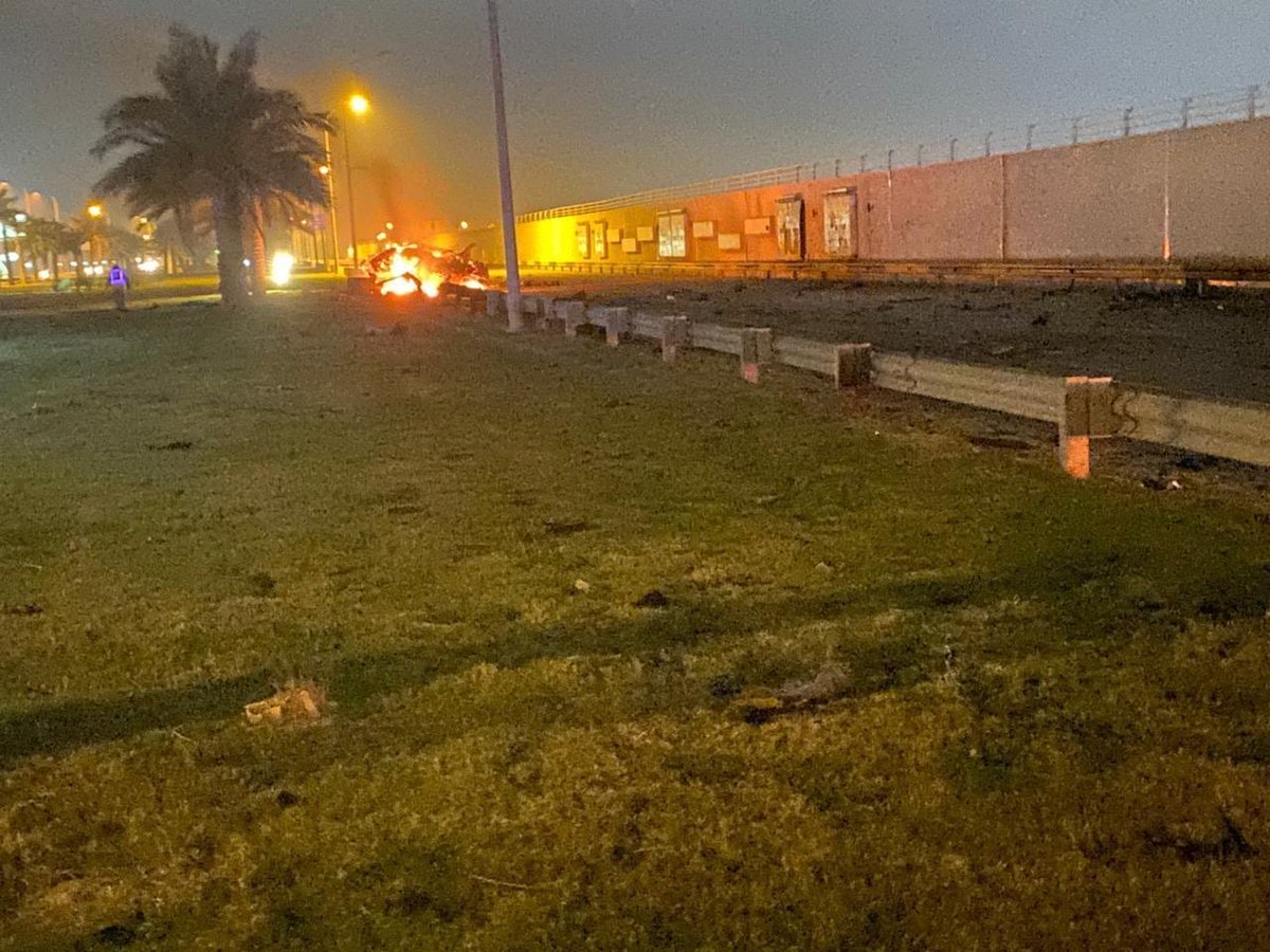 Images of vehicle destroyed near Baghdad International airport