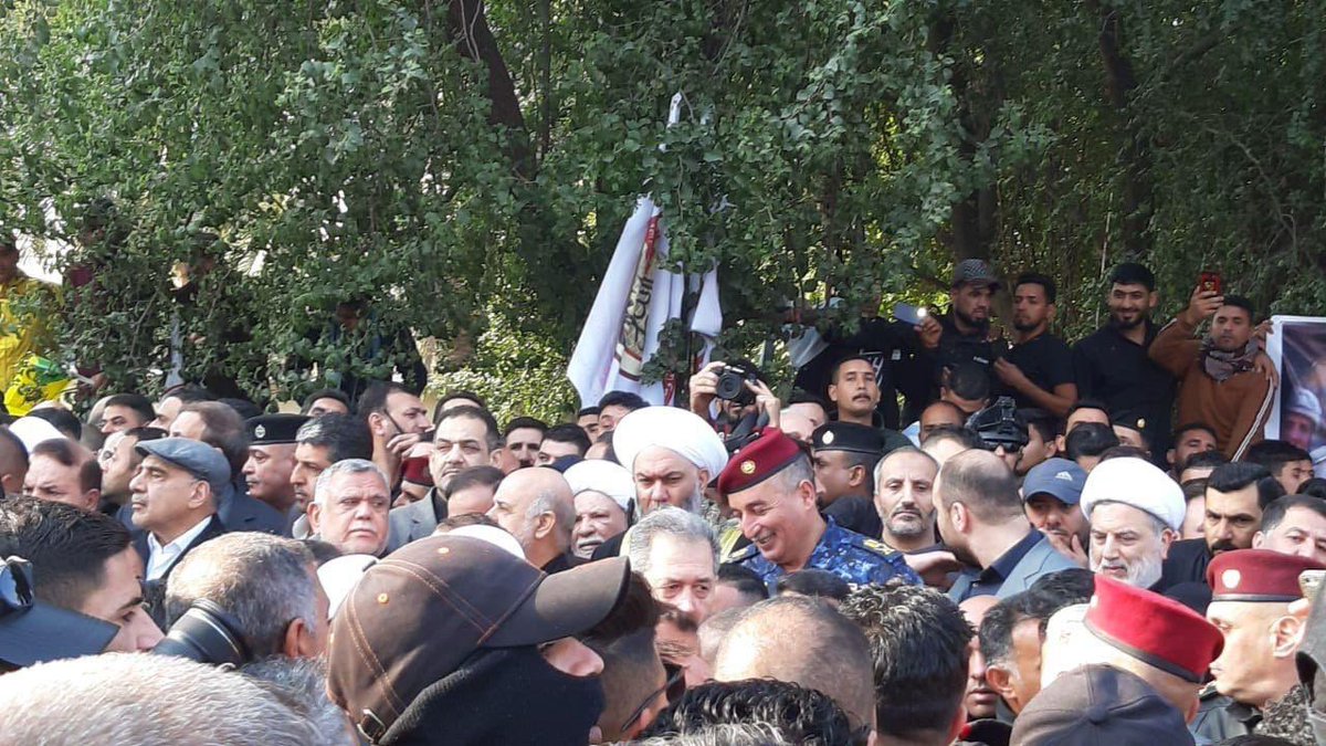 Former Iraqi Prime minster Nouri Al Maliki, current Nat Sec adviser Falih Al Fayad, head of Badr organization Hadi Al Amry all present at Qasim Sulaimani and Abu Mahdi Al muhandis funeral in Baghdad 