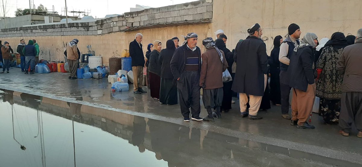 People are waiting in long queue for kerosene in the oil rich city Kirkuk