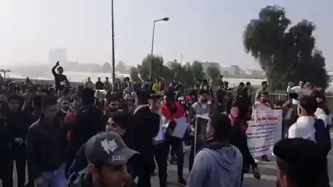 Maysan: Civil disobedience of school and university students in the city of Amara and the demonstrators' chants No, we are not tired 