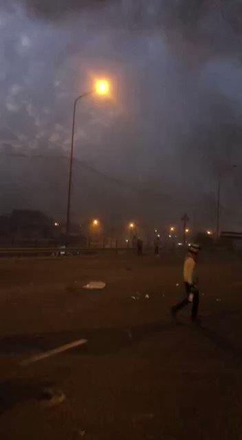 Protesters are controlling half of the Muhammed al-Qasim highway bridge and the other half is under control of the riot police & security forces. Protesters still blocking the bridge.   