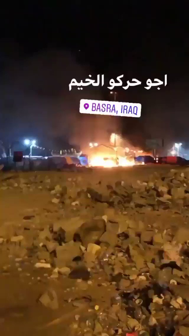 Attack on protesters in Basra and burned down their tents