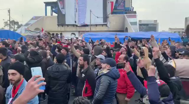 Tahrir Square in Baghdad   is packed with protesters chanting With our soul & blood we redeem Iraq. The protests in Iraq are under threats of being ceased by the security forces after Shiite cleric Muqtada al-Sadr supporters left the protests.