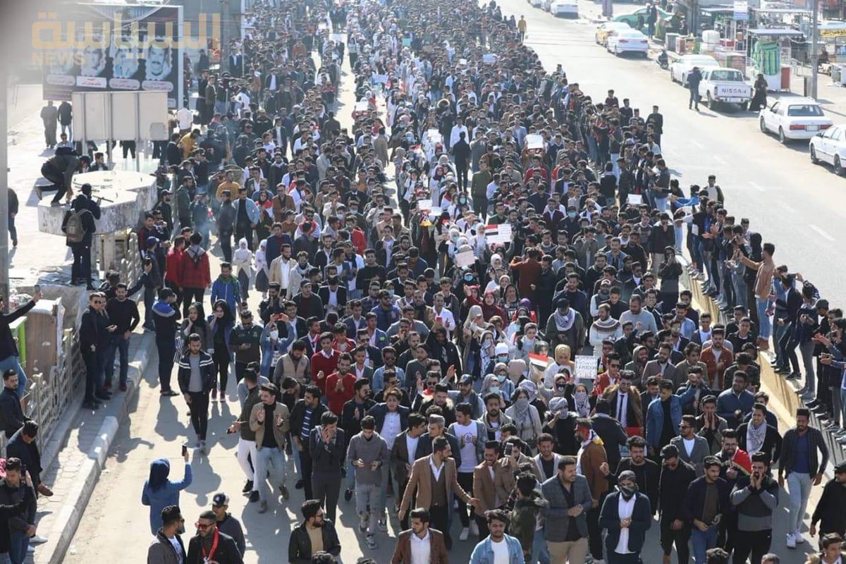 Students from Basra have defiantly come out in full force today in a bid to keep the momentum of the protests alive