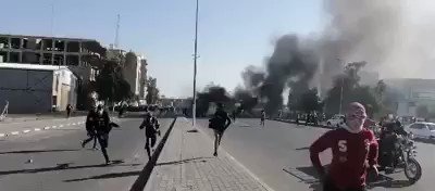 Najaf Today, Sadrists supporters are firing live ammunition against the demonstrators