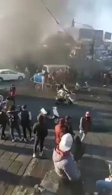 Police riot forces assault the  demonstrators demanding the release of 15 detainees who were arrested by the security forces two days ago in front of Al Ain University in Nasiriyah