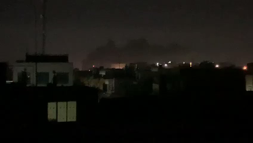 A plume of smoke in the Zayouna district of Baghdad, after a group of explosions rocked the Iraqi capital