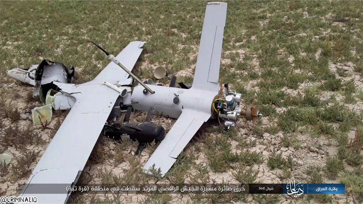 ISIS published pictures of an Iraqi drone they hit in Diyala Iraq