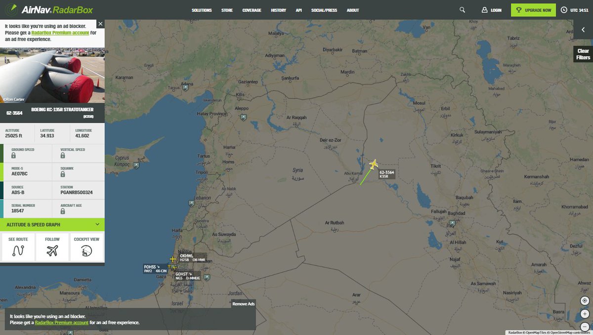 USAF KC135R 62-3564 tracking over Iraq near Syrian border